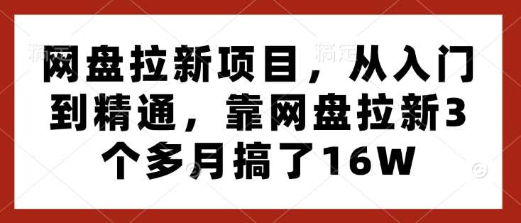 网盘拉新项目，从入门到精通，靠网盘拉新3个多月搞了16W云云学社-专注分享网络创业落地实操课程 – 全网首发_高质量项目输出云云学社