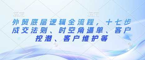 外贸底层逻辑全流程，十七步成交法则、时空角逼单、客户挖潜、客户维护等云云学社-专注分享网络创业落地实操课程 – 全网首发_高质量项目输出云云学社